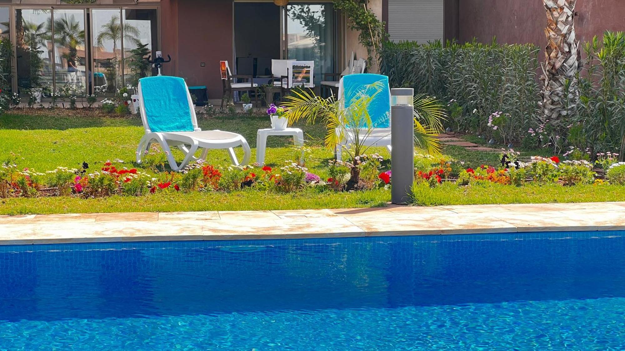 Appartement De Luxe Avec Jardin Vue Sur La Piscine Golf Securise 24H Sur 24 A 5 Minutes De L Aeroport Marrákes Kültér fotó