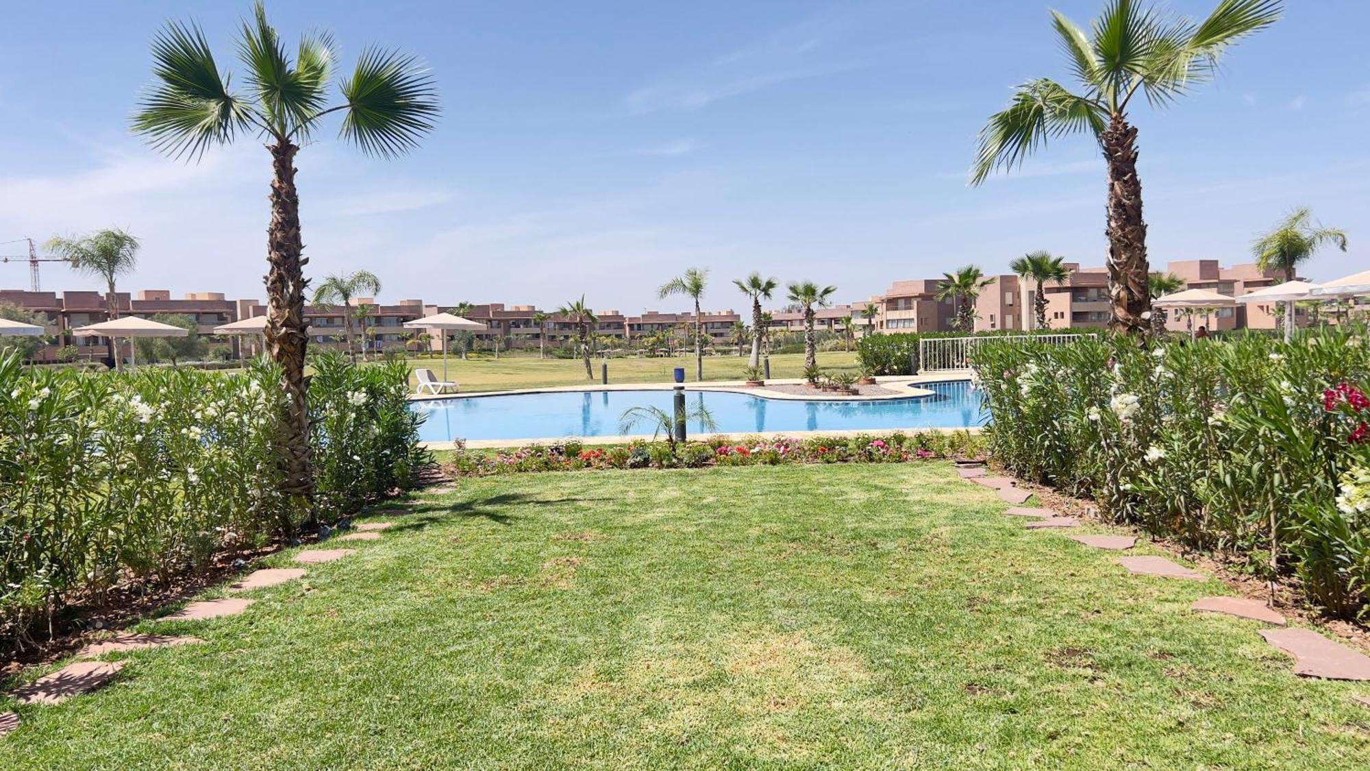 Appartement De Luxe Avec Jardin Vue Sur La Piscine Golf Securise 24H Sur 24 A 5 Minutes De L Aeroport Marrákes Kültér fotó