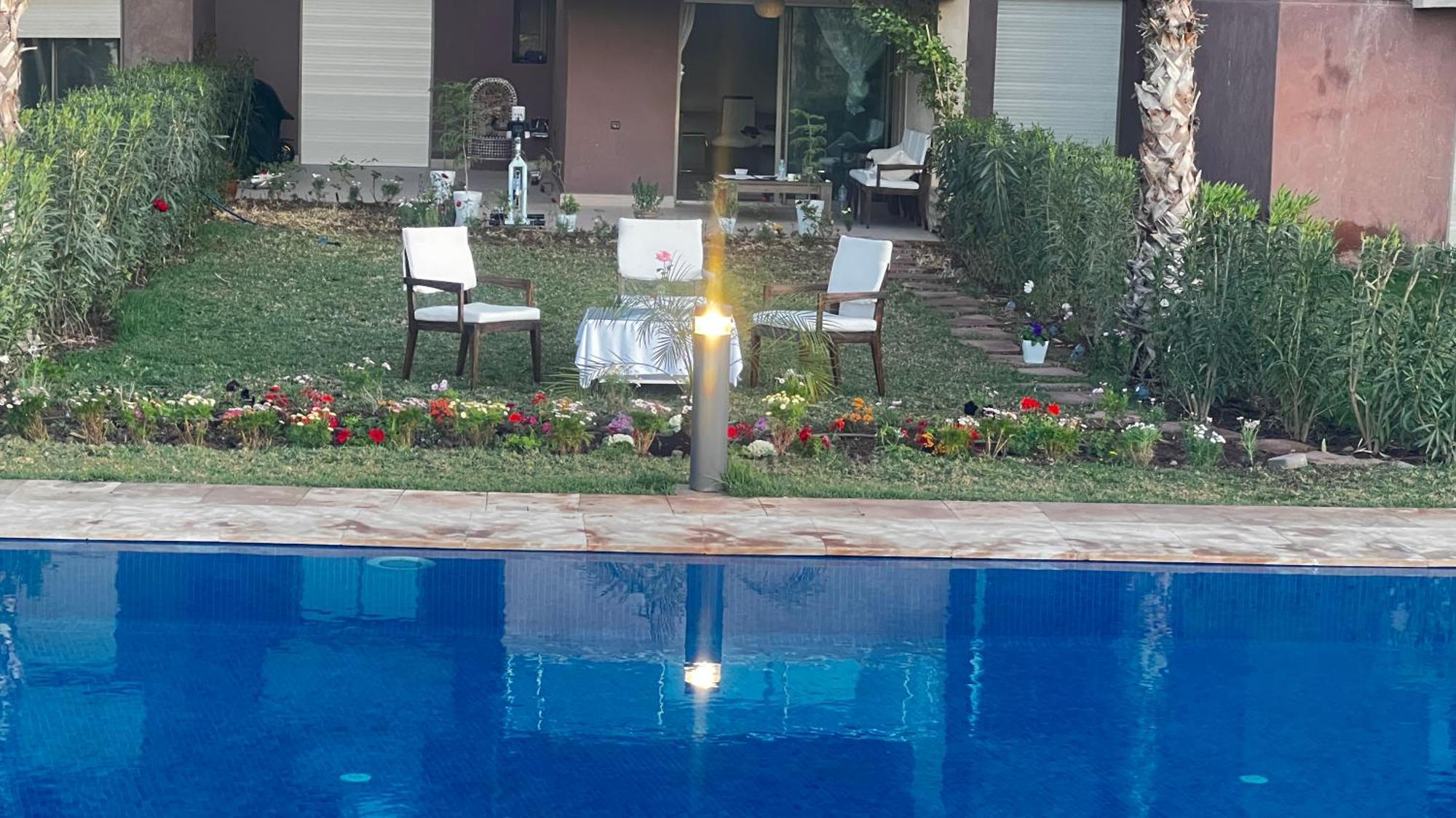 Appartement De Luxe Avec Jardin Vue Sur La Piscine Golf Securise 24H Sur 24 A 5 Minutes De L Aeroport Marrákes Kültér fotó